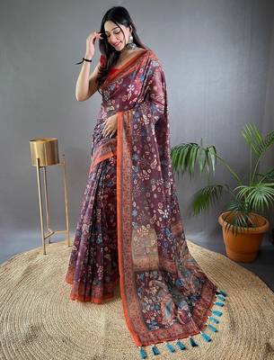 Wine art silk  woven saree 1