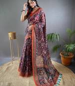 Wine art silk  woven saree