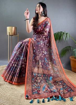 Wine art silk  woven saree 2