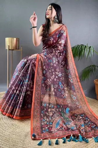Wine art silk  woven saree
