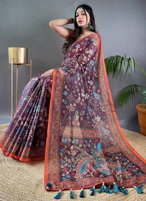 Wine art silk  woven saree 3
