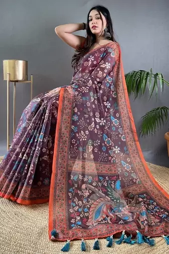 Wine art silk  woven saree