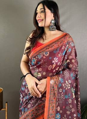Wine art silk  woven saree 4