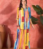 Women multi viscose rayon printed co-ords