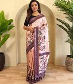 Baby pink art silk  woven saree