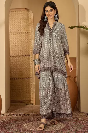 Women multi cotton printed co-ords