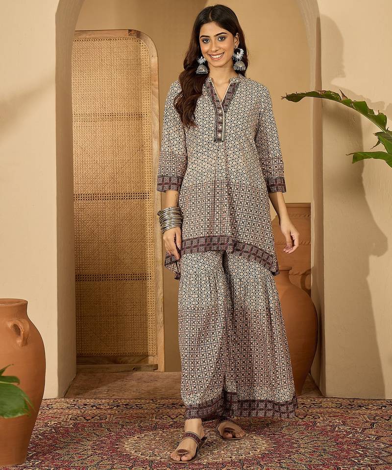 Women multi cotton printed co-ords