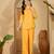 Women yellow embroidered viscose rayon shirt & trousers co-ords