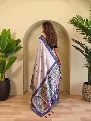 Grey art silk  woven saree 3