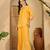 Women yellow embroidered viscose rayon shirt & trousers co-ords