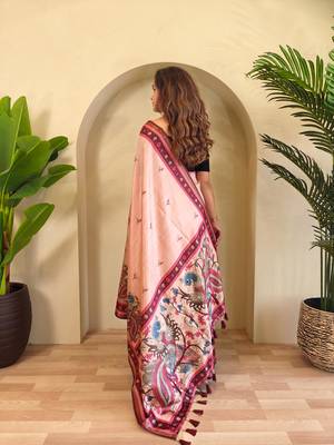 Peach art silk  woven saree 3