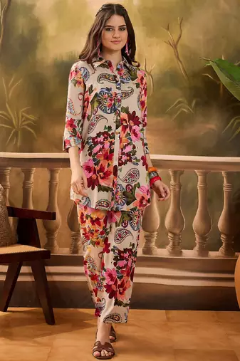 Floral printed shirt & trouser