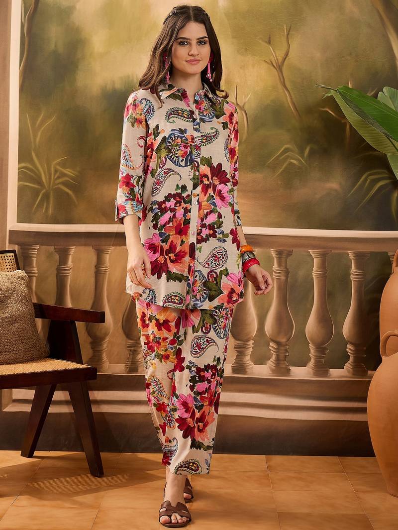 Floral printed shirt & trouser