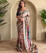 Baby pink art silk  woven saree