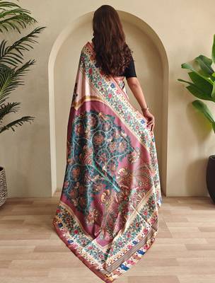 Baby pink art silk  woven saree 3