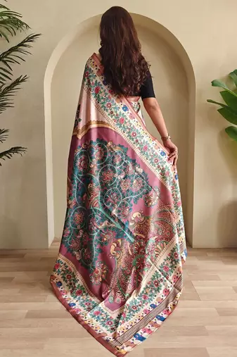 Baby pink art silk  woven saree