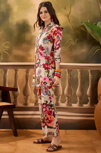 Floral printed shirt & trouser