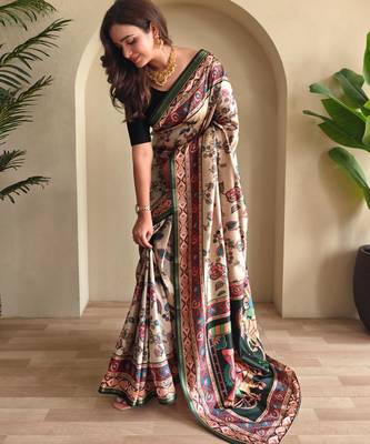 Cream art silk  woven saree 2