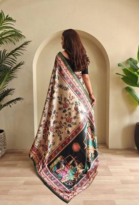 Cream art silk  woven saree 3