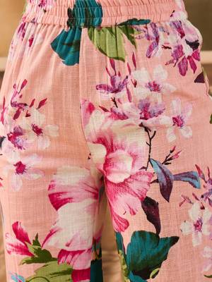 Floral printed v neck pure cotton top & trousers 3