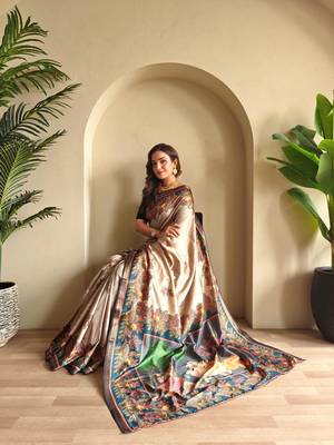 Grey art silk  woven saree 4