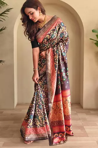 Wine art silk  woven saree