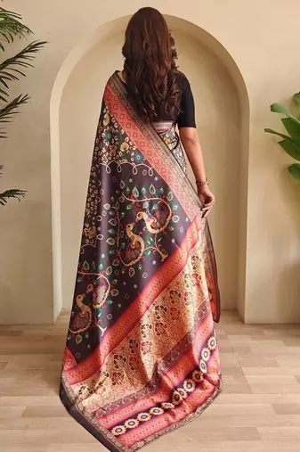 Wine art silk  woven saree