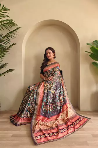 Wine art silk  woven saree