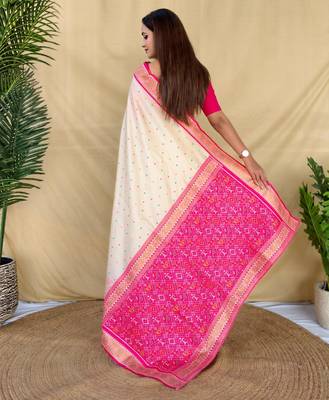 Cream art silk  woven saree 3