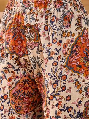 Floral printed mandarin collar pure cotton tunic & trouser 5