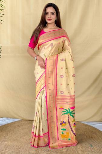 Golden art silk  woven saree