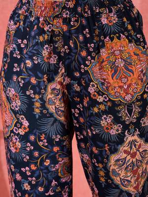 Floral printed mandarin collar pure cotton tunic & trouser 3