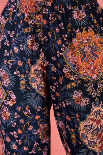 Floral printed mandarin collar pure cotton tunic & trouser