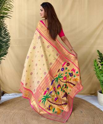 Golden art silk  woven saree 3