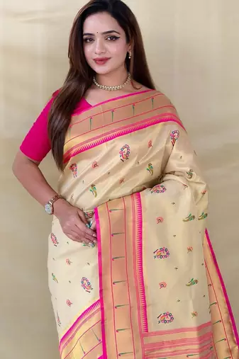 Golden art silk  woven saree