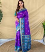 Purple art silk  woven saree