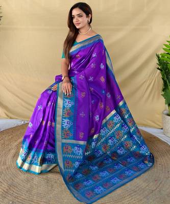 Purple art silk  woven saree 4