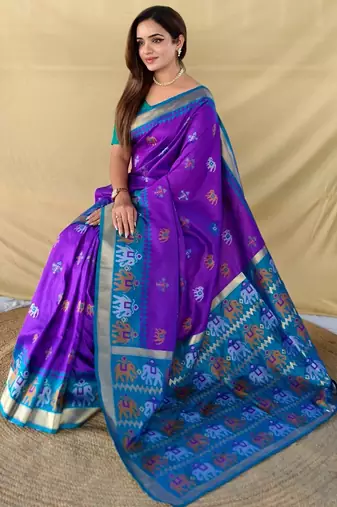 Purple art silk  woven saree