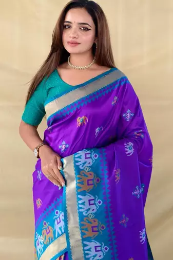 Purple art silk  woven saree