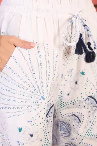 Printed v-neck pure cotton tunic & trouser
