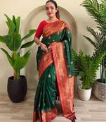 Green art silk  woven saree