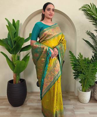 Lemon art silk  woven saree 2