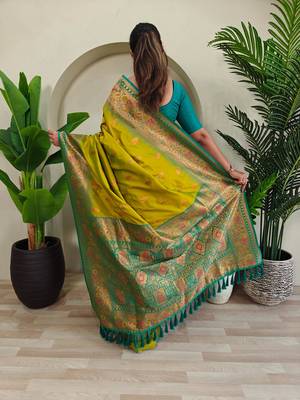 Lemon art silk  woven saree 3