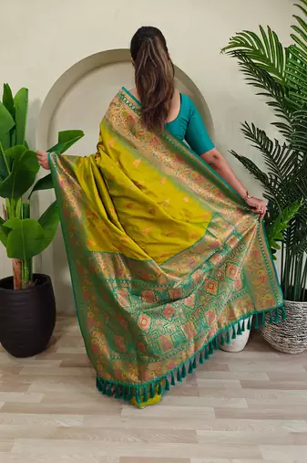 Lemon art silk  woven saree