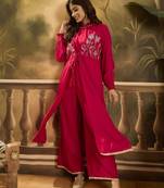 Embroidered shrug crop top with trousers co-ords