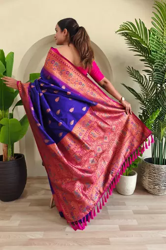Magenta art silk  woven saree