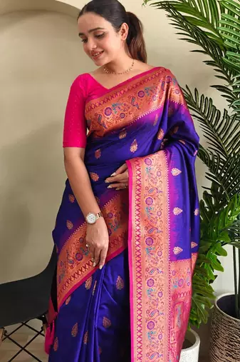 Magenta art silk  woven saree