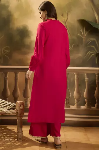 Embroidered shrug crop top with trousers co-ords