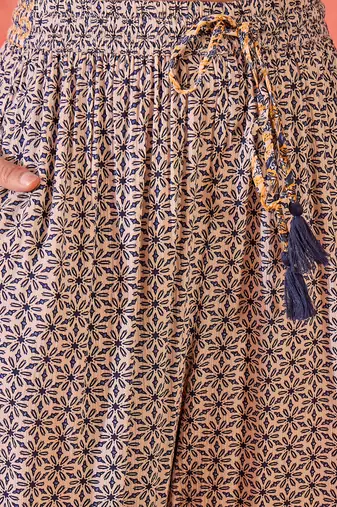 Embroidered v-neck tunic & trousers co-ords