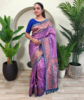 Onion pink art silk  woven saree 1